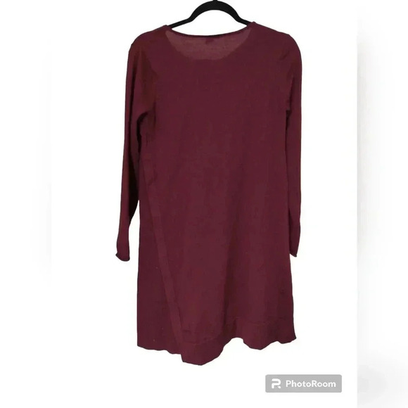 Eileen Fisher Red Merino Wool Jewel Neck Sweater Dress Asymmetric Small - Picture 3 of 7